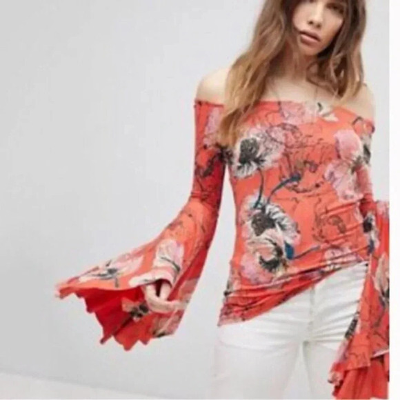 We The Free Printed Birds Of Paradise Top Mulitcolour Flared Sleeves L - Picture 3 of 15